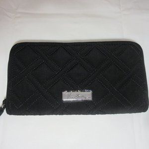 Vera Bradley Classic Black RFID Georgia Microfiber Wallet NWT